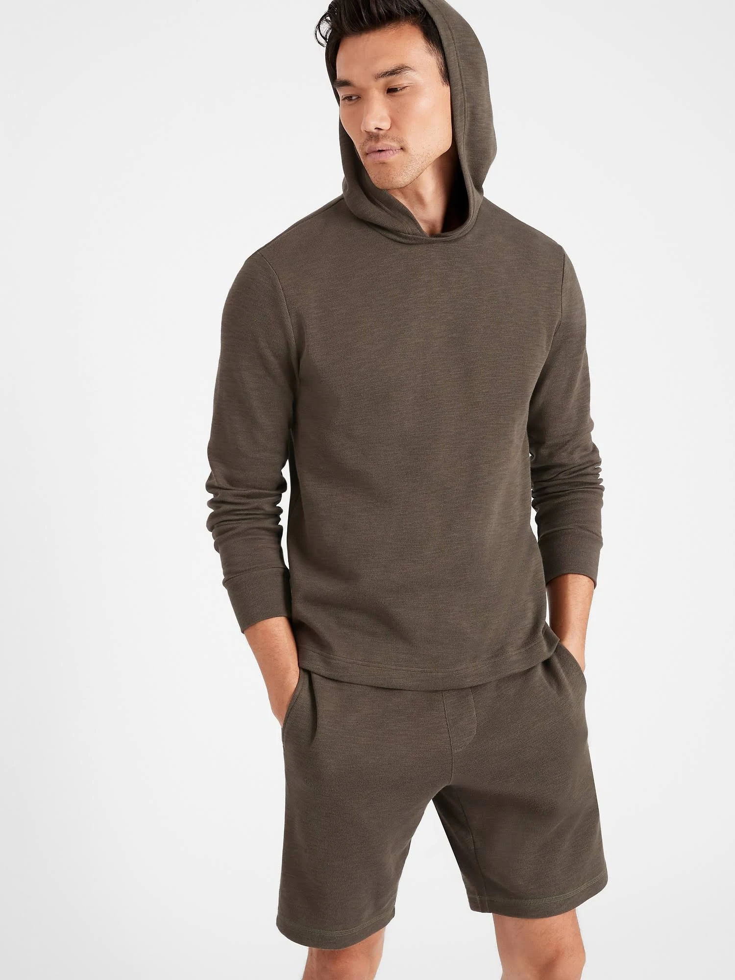 Banana Republic Men's Double-Knit Hoodie Sweatshirt Cargo Green Size XXL