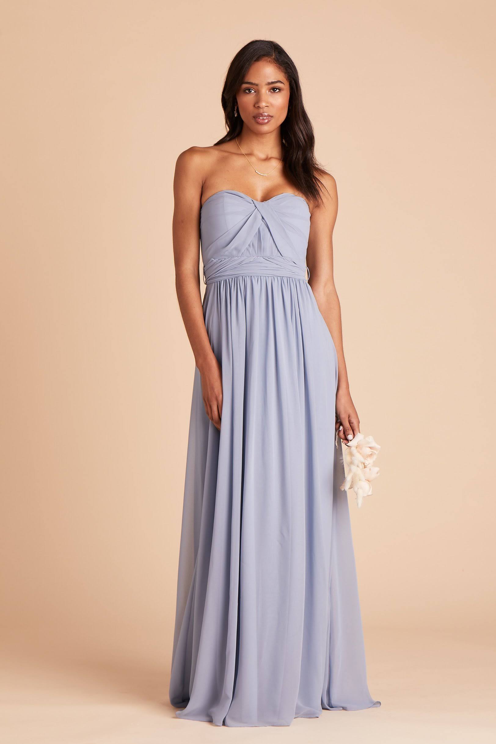 Birdy Grey Grace Convertible Chiffon Bridesmaid Dress in Dusty Blue Xs / Dusty Blue / No Slit