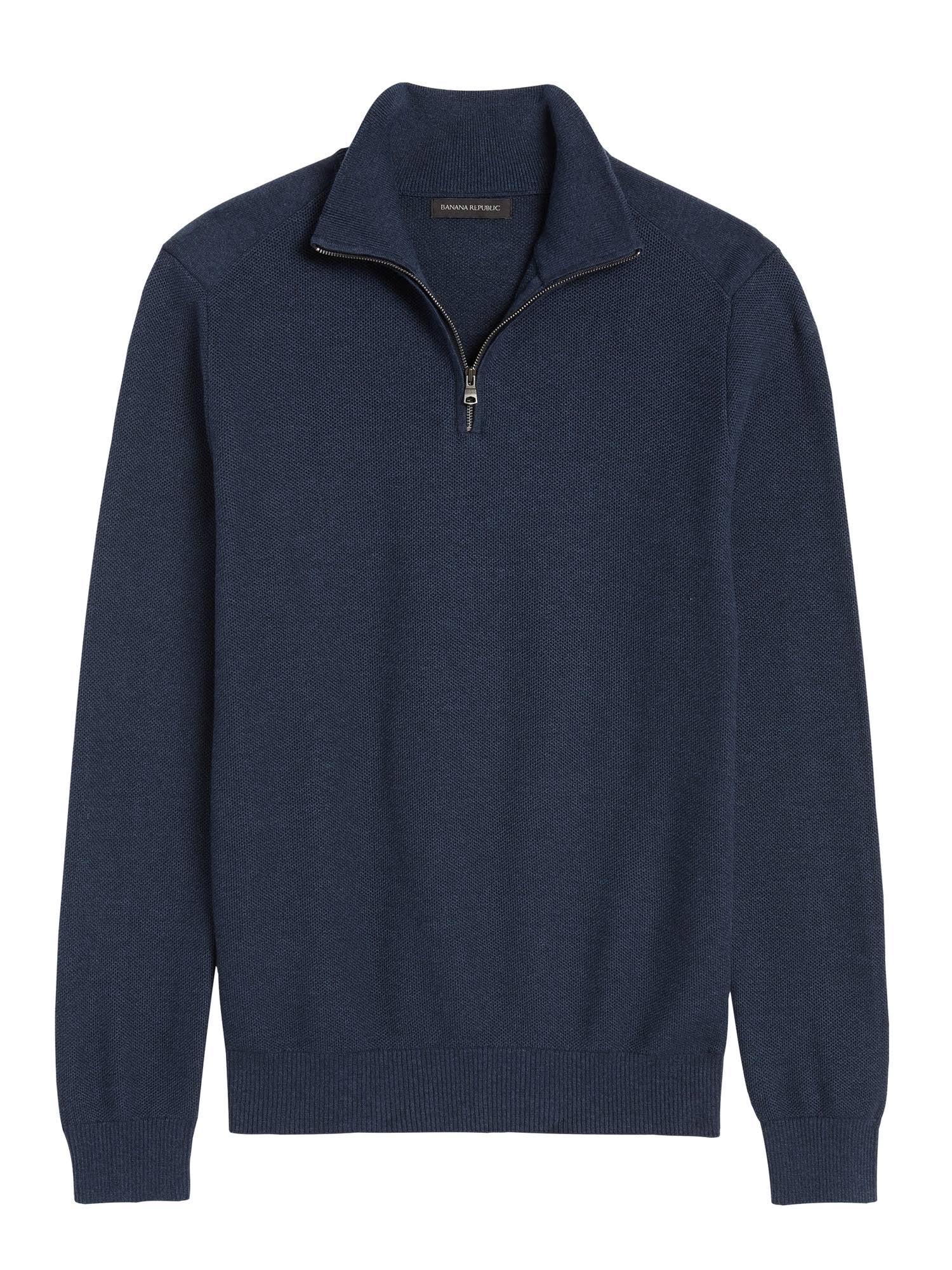 Banana Republic Men's Supima Cotton Half-Zip Sweater Navy Size M