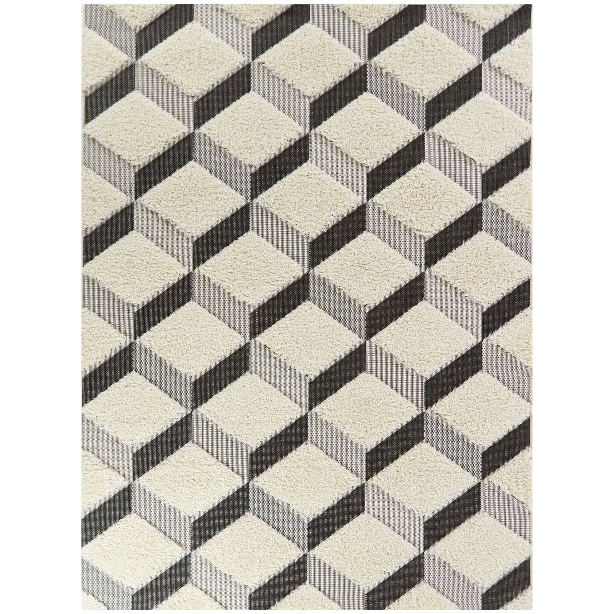 BALTA Soller White 5 ft. x 7 ft. Geometric Shag Area Rug