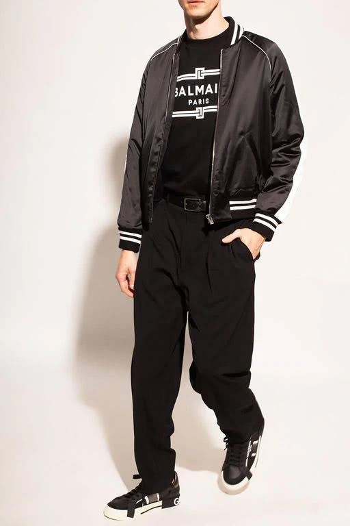 Balmain Logo Print Cotton Jersey Sweatshirt - Black - Sweatshirts