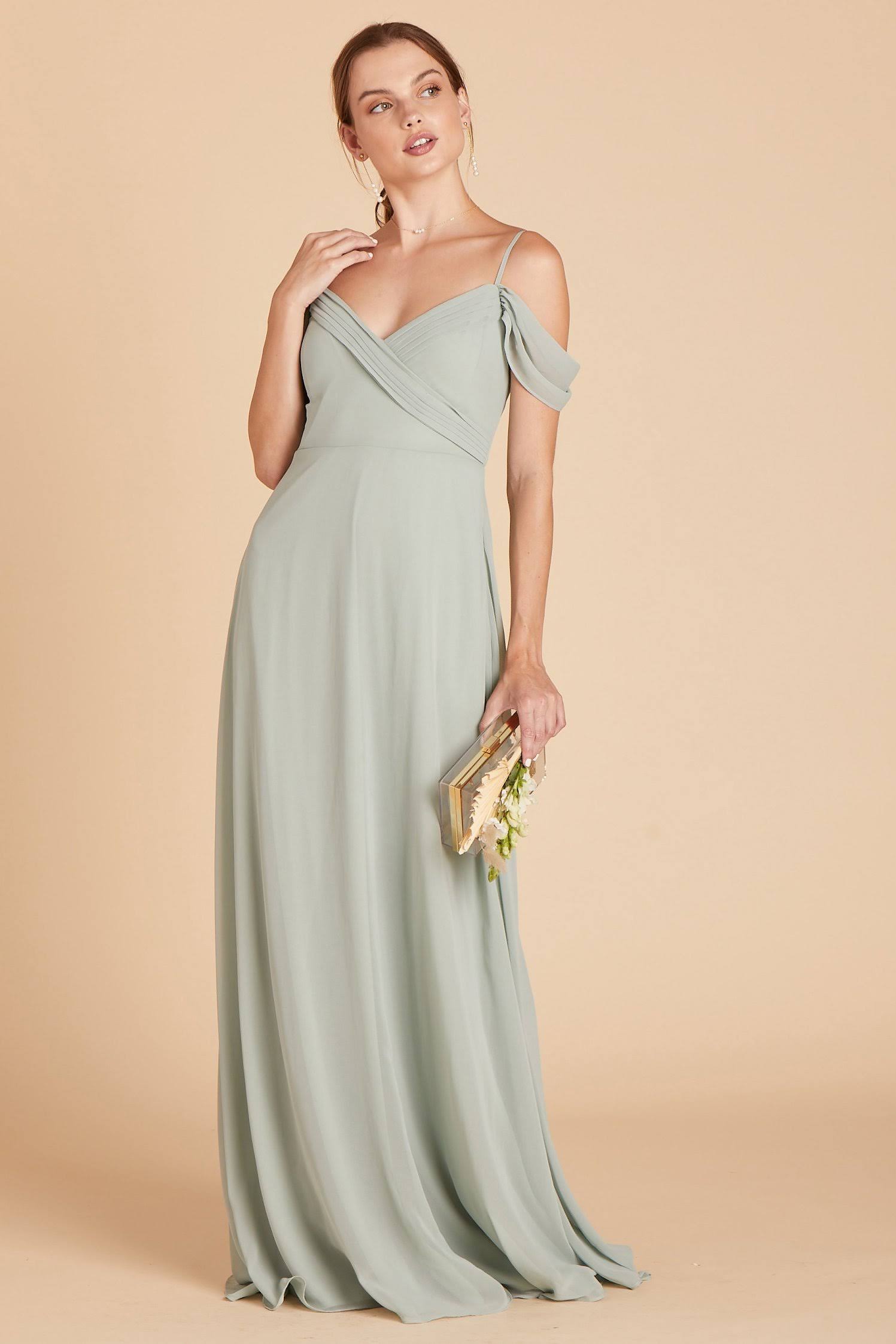Birdy Grey Spence Convertible Chiffon Bridesmaid Dress in Sage S / Sage