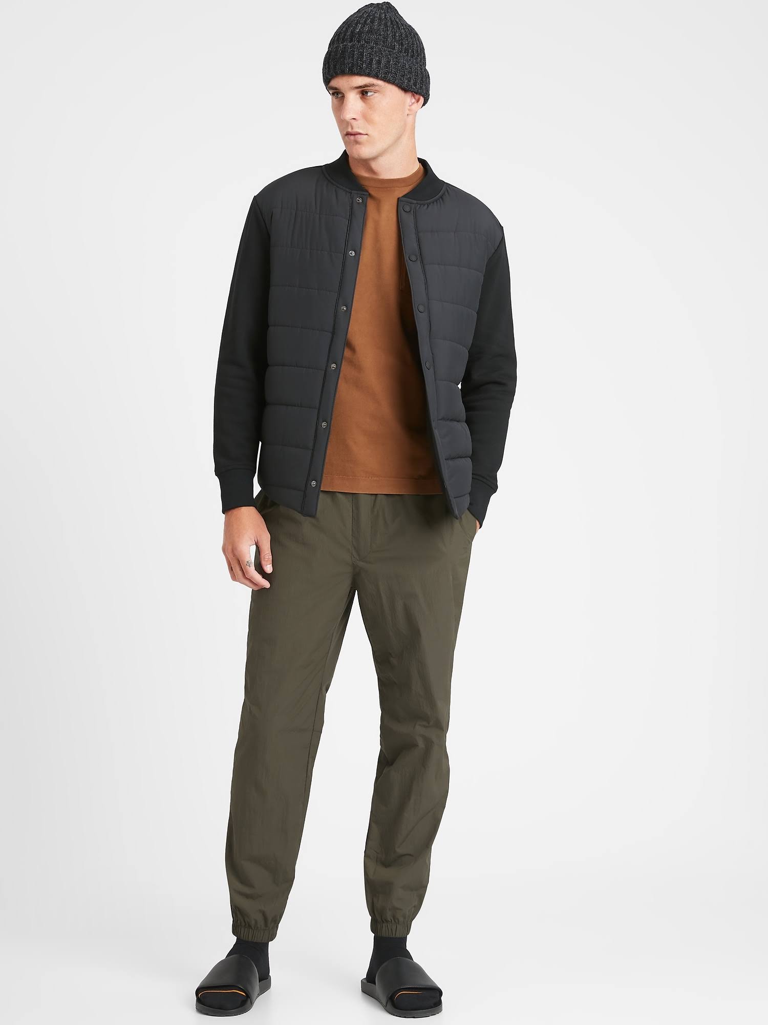 Banana Republic Men's Slim Water-Repellent Jogger Deep Green Tall Size L