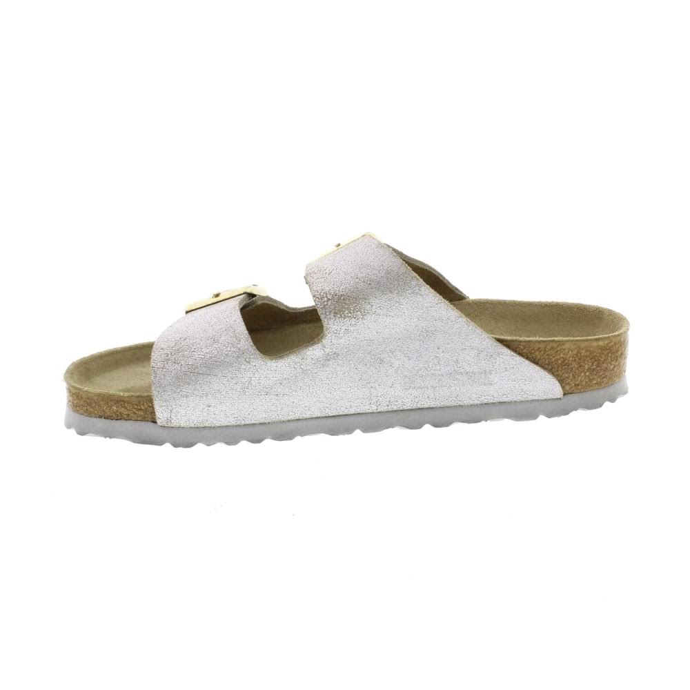 Birkenstock Arizona Suede Leather Washed Metallic Blue Silver Size 6