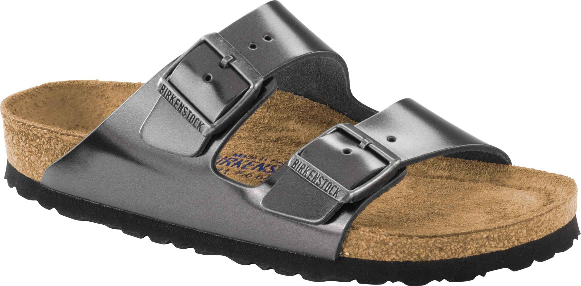 Birkenstock Arizona Soft Footbed Sandal, Metallic Anthracite, Size 40