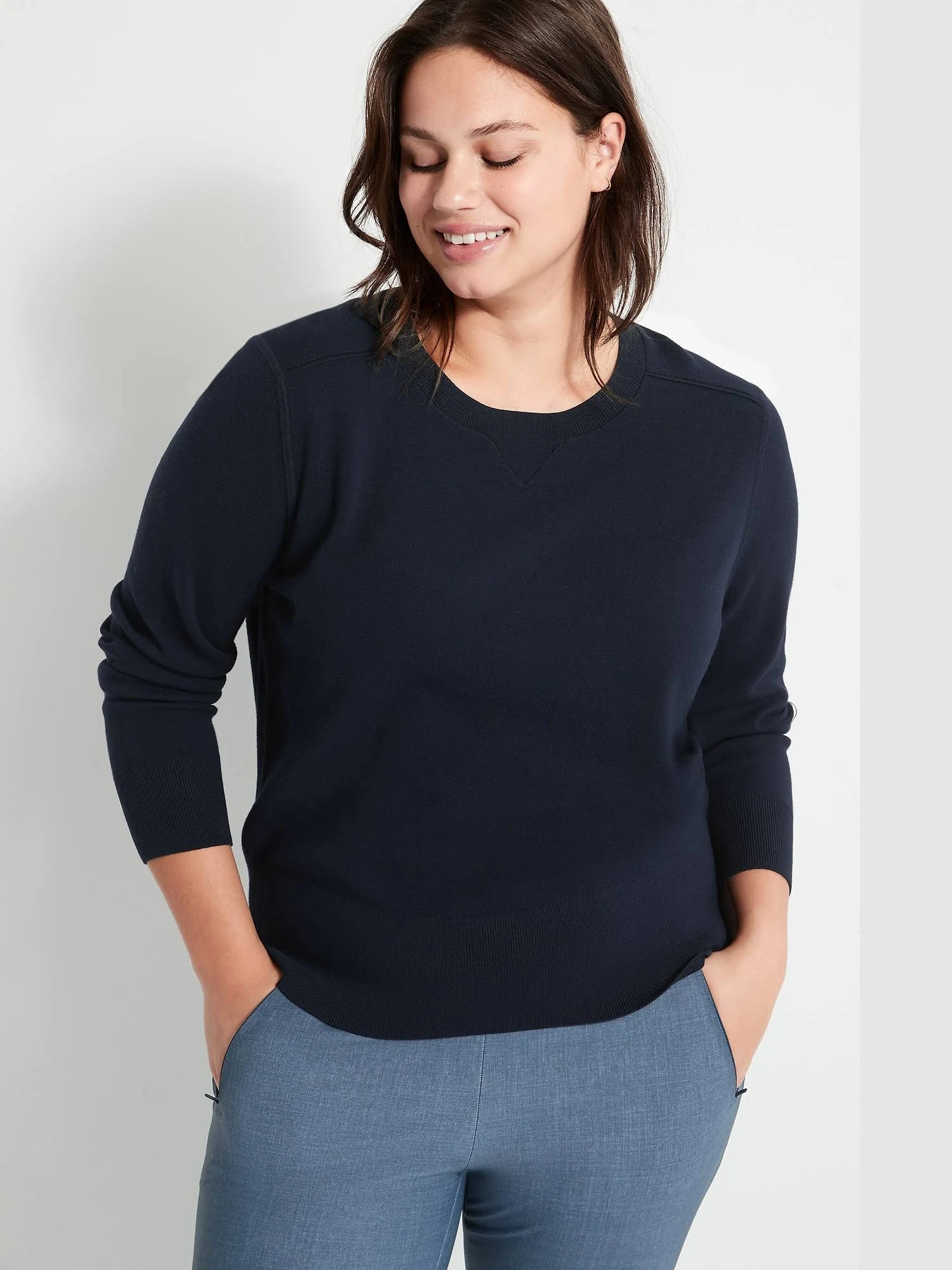 Banana Republic Women's Crew-Neck Sweater Navy Size Xxs