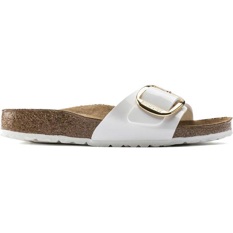 Birkenstock Patent Madrid Big Buckle Signle Strap Sandals - White