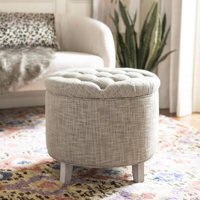 Greyleigh Baby & Kids Maiden 20.8x22 Tufted Round Storage Ottoman Fabric: Stone