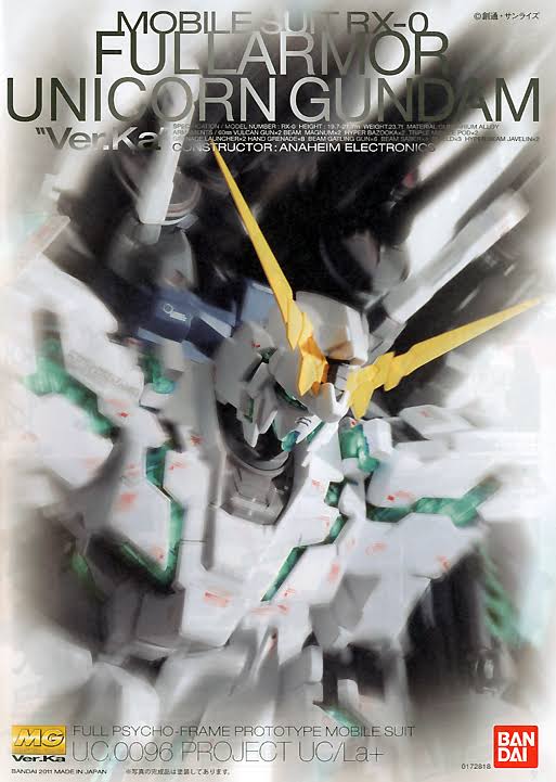 Bandai mg 728180 Gundam RX-0 Full Armor Unicorn Gundam VersionKa 1/100 Scale Kit - Plaza Japan
