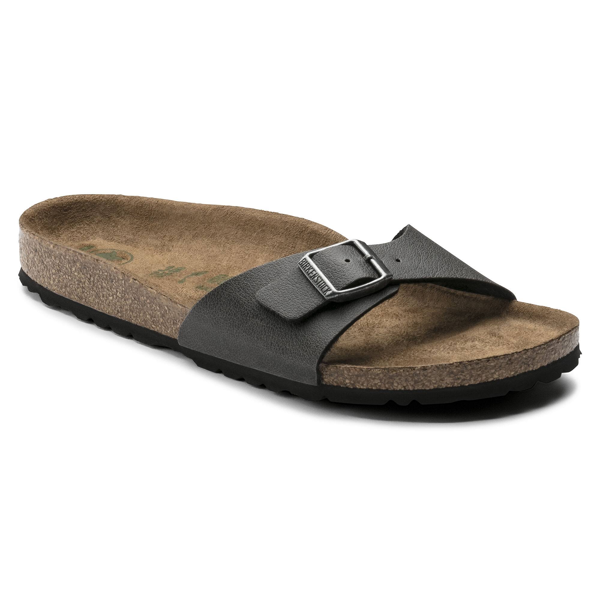BIRKENSTOCK Madrid Birko-Flor Pull Up Anthracite One-Strap Sandals