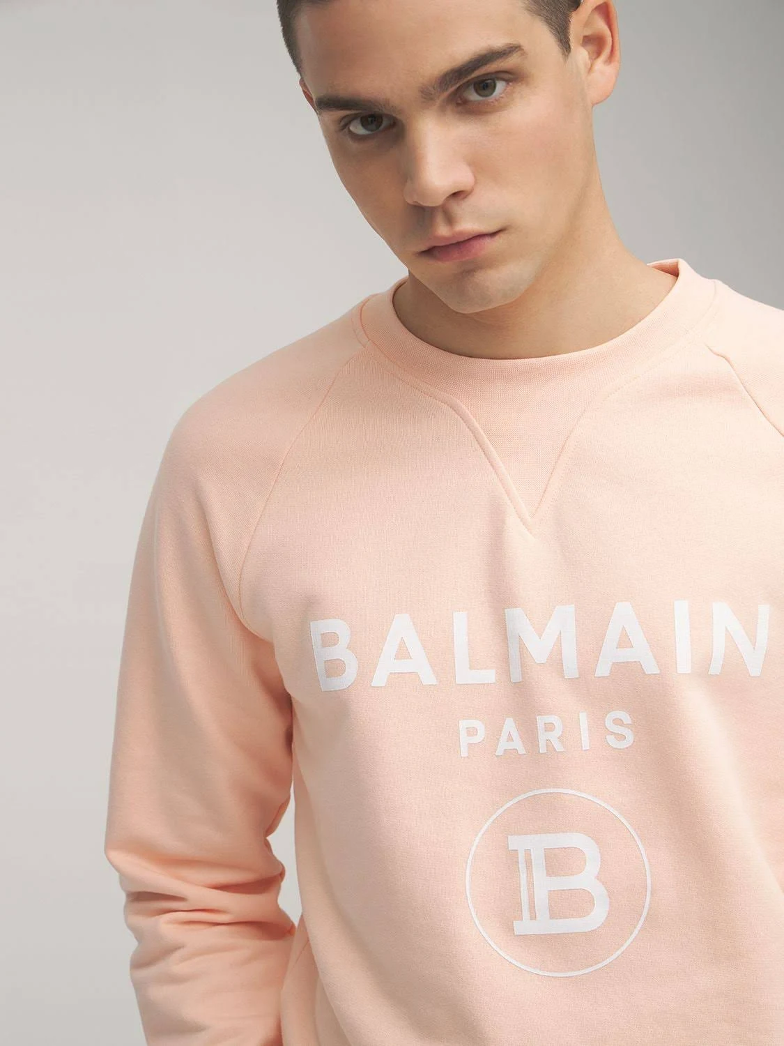 Balmain | Men Logo Print Cotton Jersey Sweatshirt Orange XL