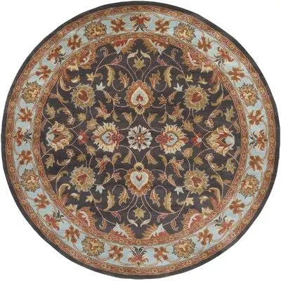Massima Oriental Handmade Tufted Wool Charcoal Area Rug Birch Lane Rug Size: Round 8&