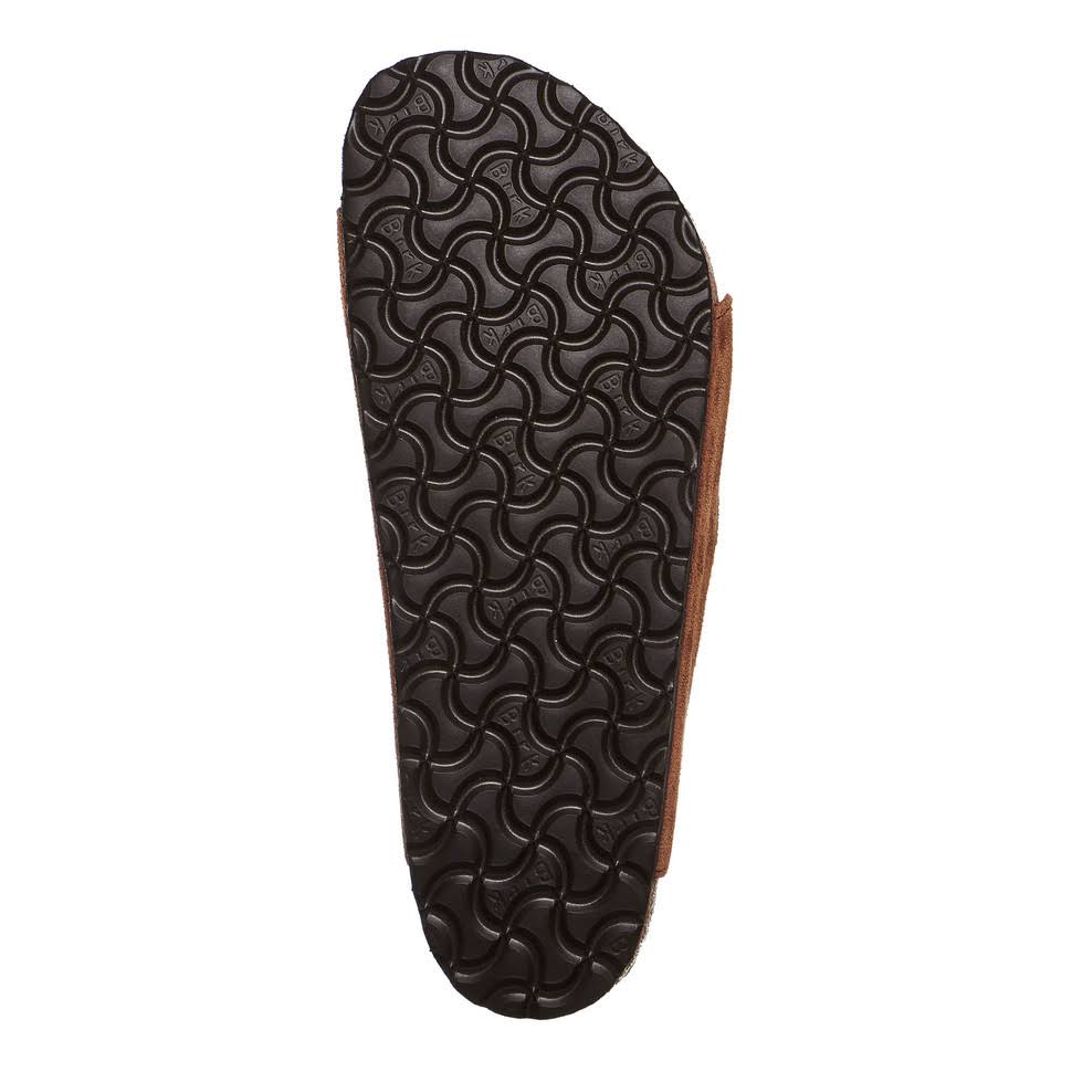 Birkenstock Arizona Suede Leather Mink Shearling Two-Strap Sandals