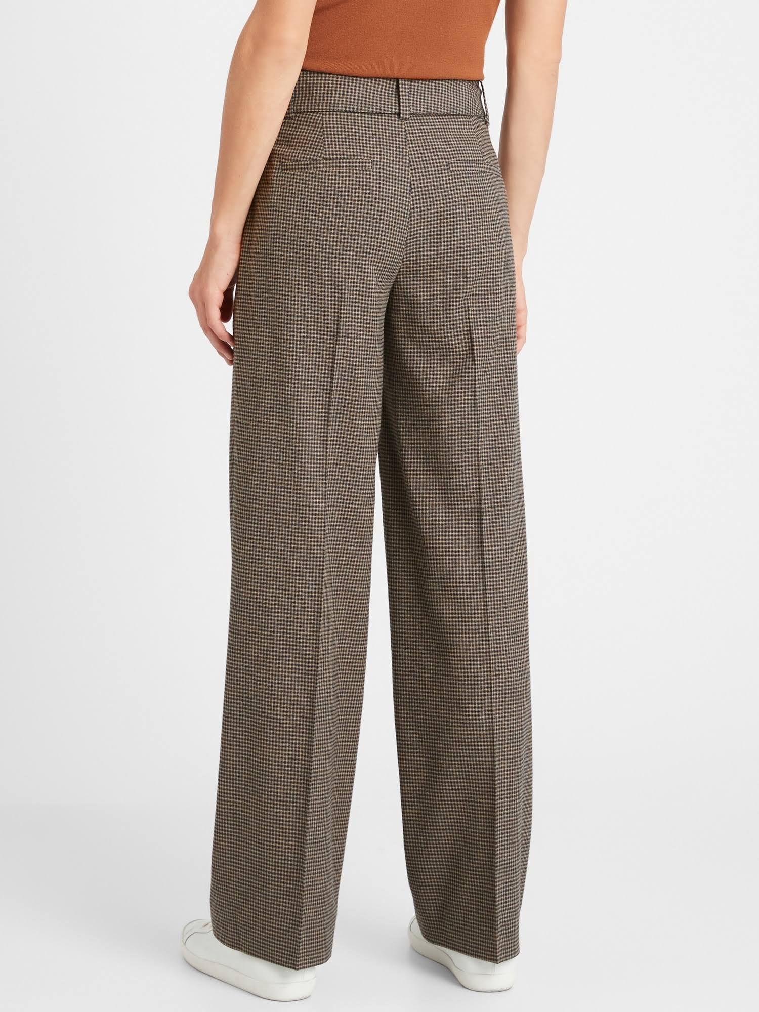 Banana Republic Women's High-Rise Slim Wide-Leg Flannel Pant Plaid Size 2 Regular