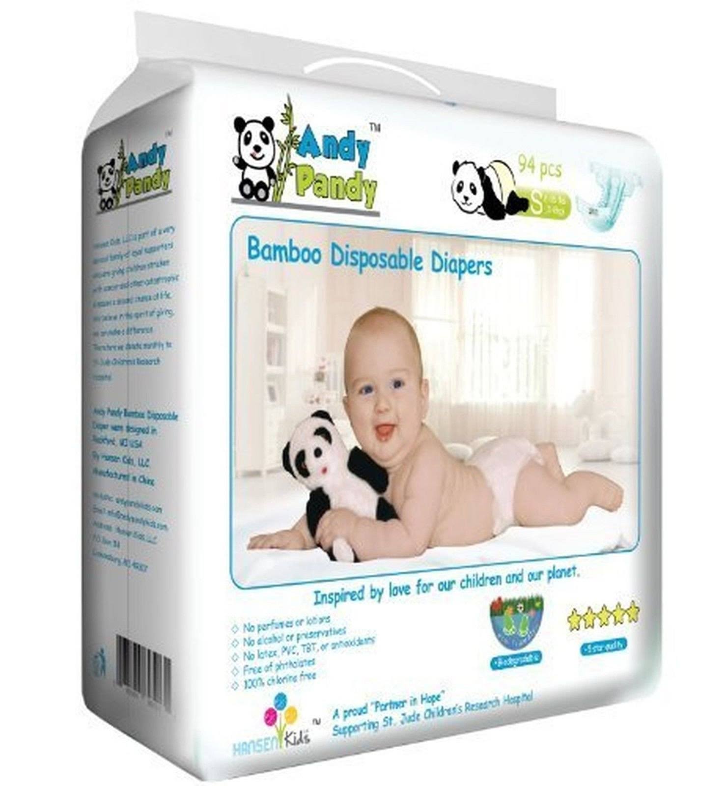 Andy Pandy Premium Bamboo Disposable Diapers X-Large 62 Count