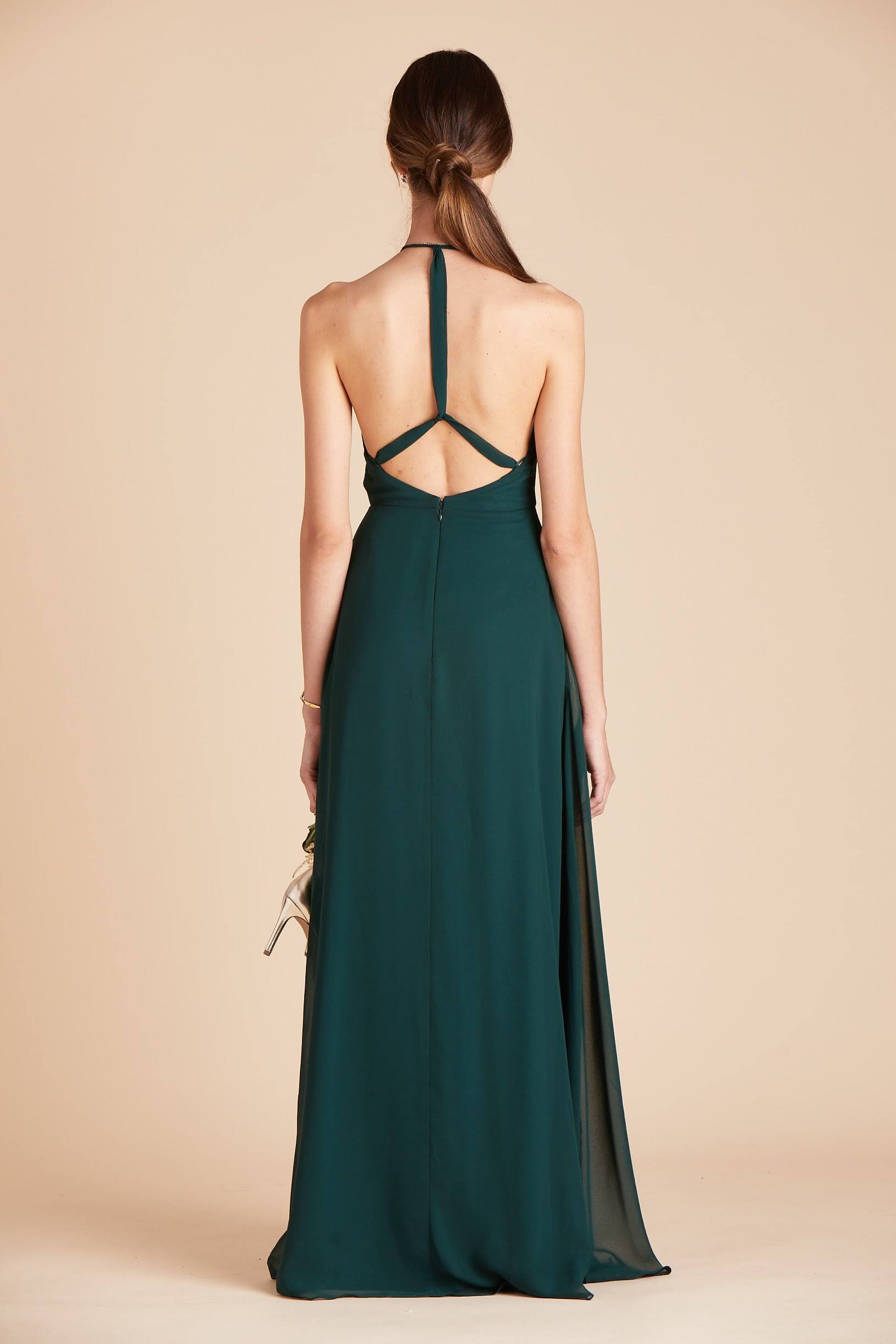 Birdy Grey Moni Convertible Chiffon Bridesmaid Dress in Emerald S / Emerald