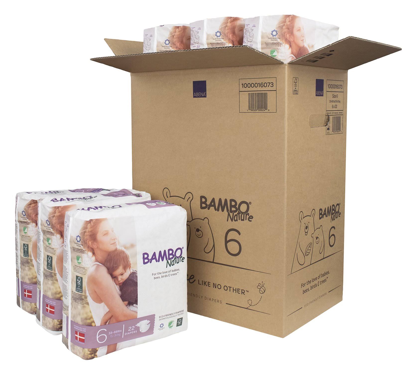 Bambo Nature Premium Baby Diapers, Size 6 (35-66 lbs) - 6 pack, 22 count each