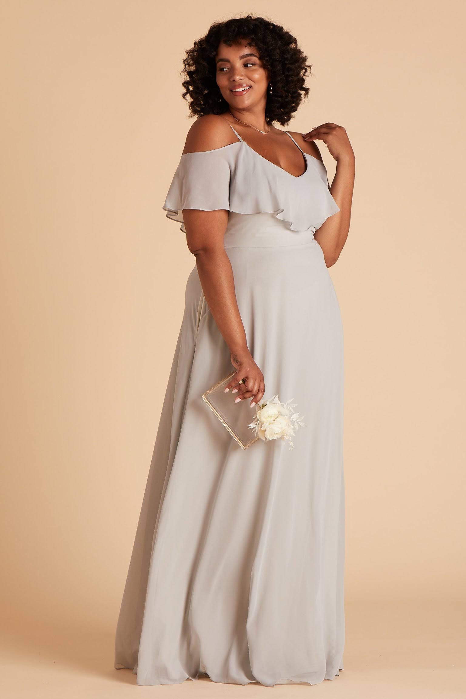 Birdy Grey Jane Plus Size Convertible Chiffon Bridesmaid Dress in Dove Gray 1x / Dove Gray