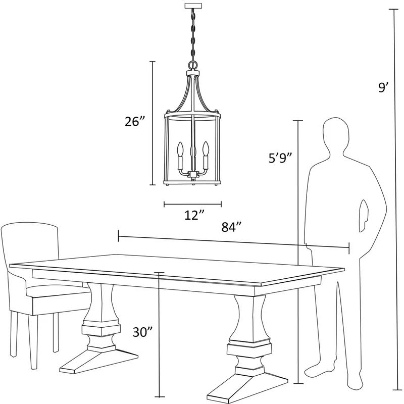 3 - Light Lantern Cylinder Pendant Satin Nickel