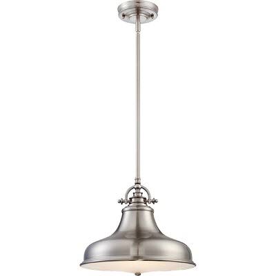 Mueller 1 - Light Single Dome Pendant Beachcrest Home Finish: Brushed Nickel, Size: 11.5x22 H x 13.5x22 W x 13.5x22 D