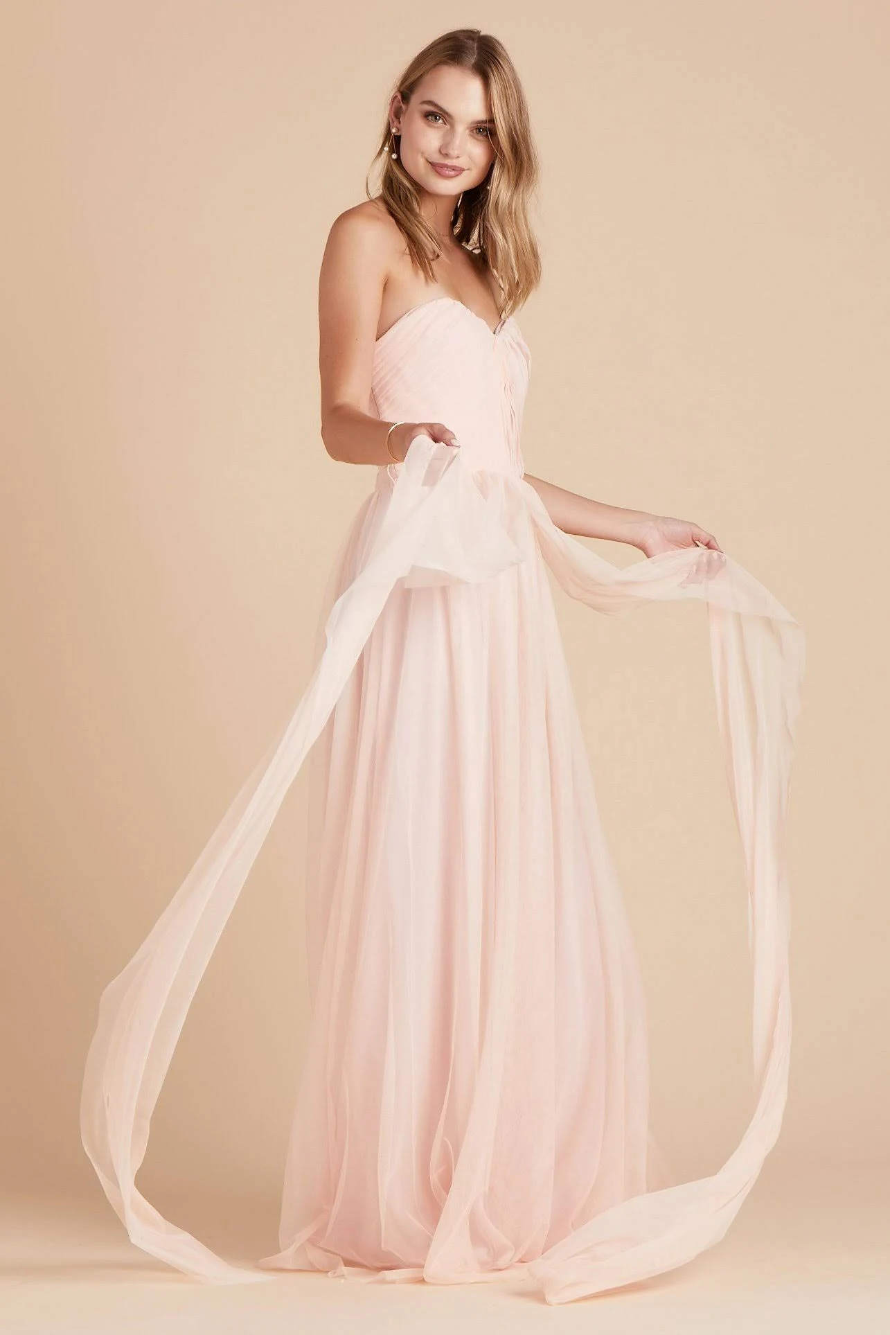Birdy Grey Christina Convertible Tulle Bridesmaid Dress in Blush Pink Xs / Blush Pink
