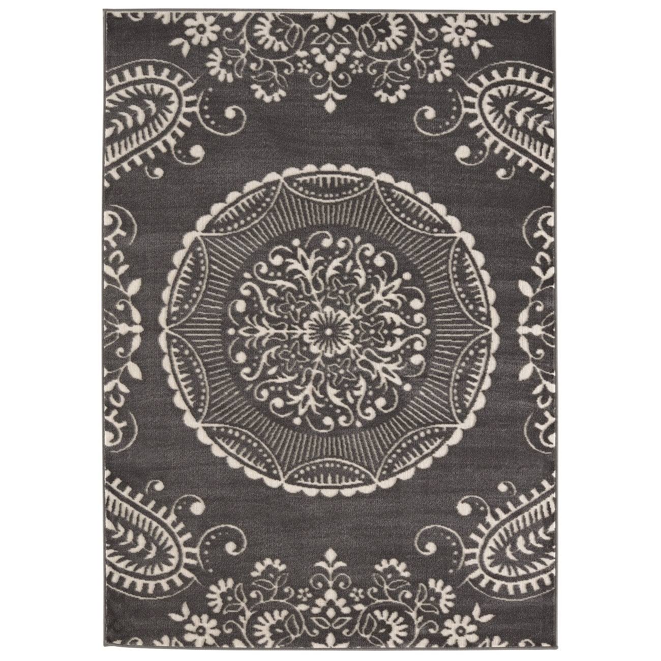 Meticulous Medallion Charcoal Grey Rug - 7'10 x 10'