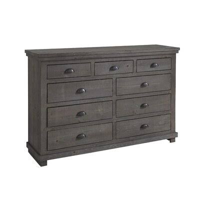 Lockridge 9 Drawer 66x22 W Solid Wood Dresser Birch LANE? Color: Distressed Dark Gray