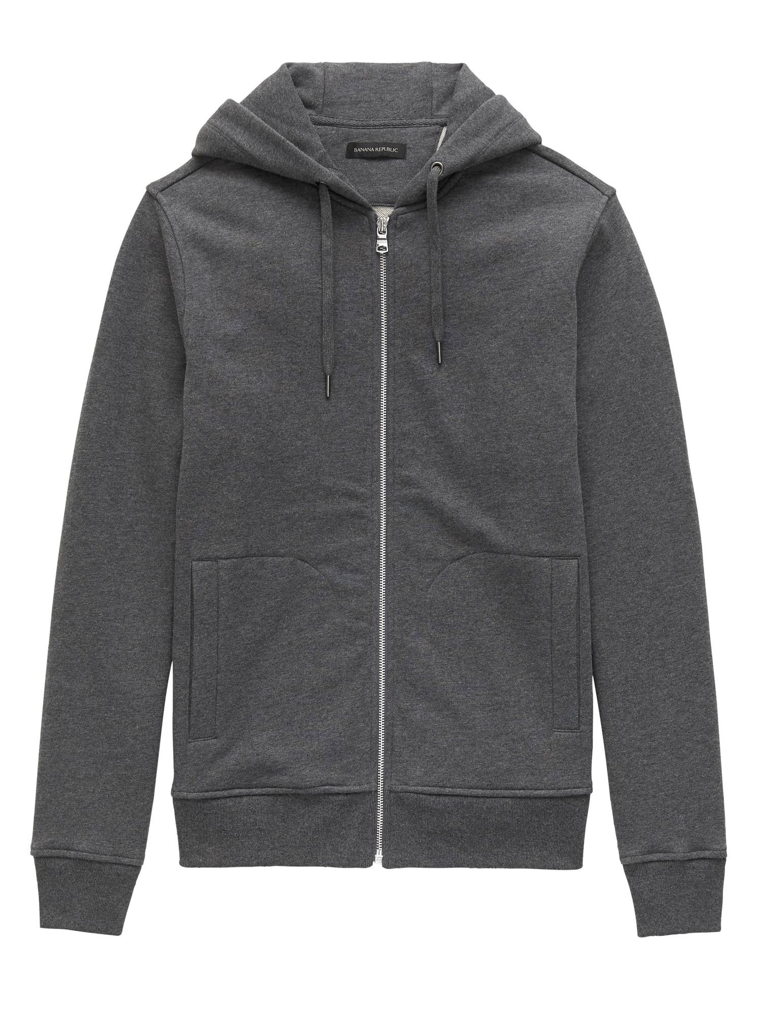 Banana Republic Men's French Terry Hoodie Dark Heather Gray Size S