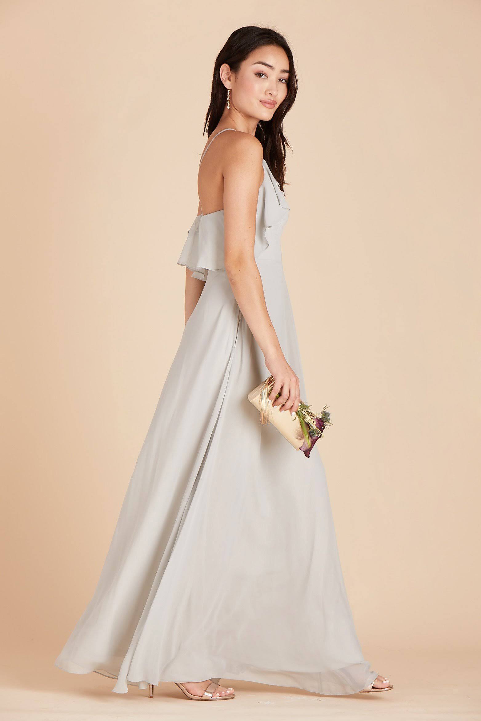 Birdy Grey Jules Chiffon Bridesmaid Dress in Dove Gray XL / Dove Gray