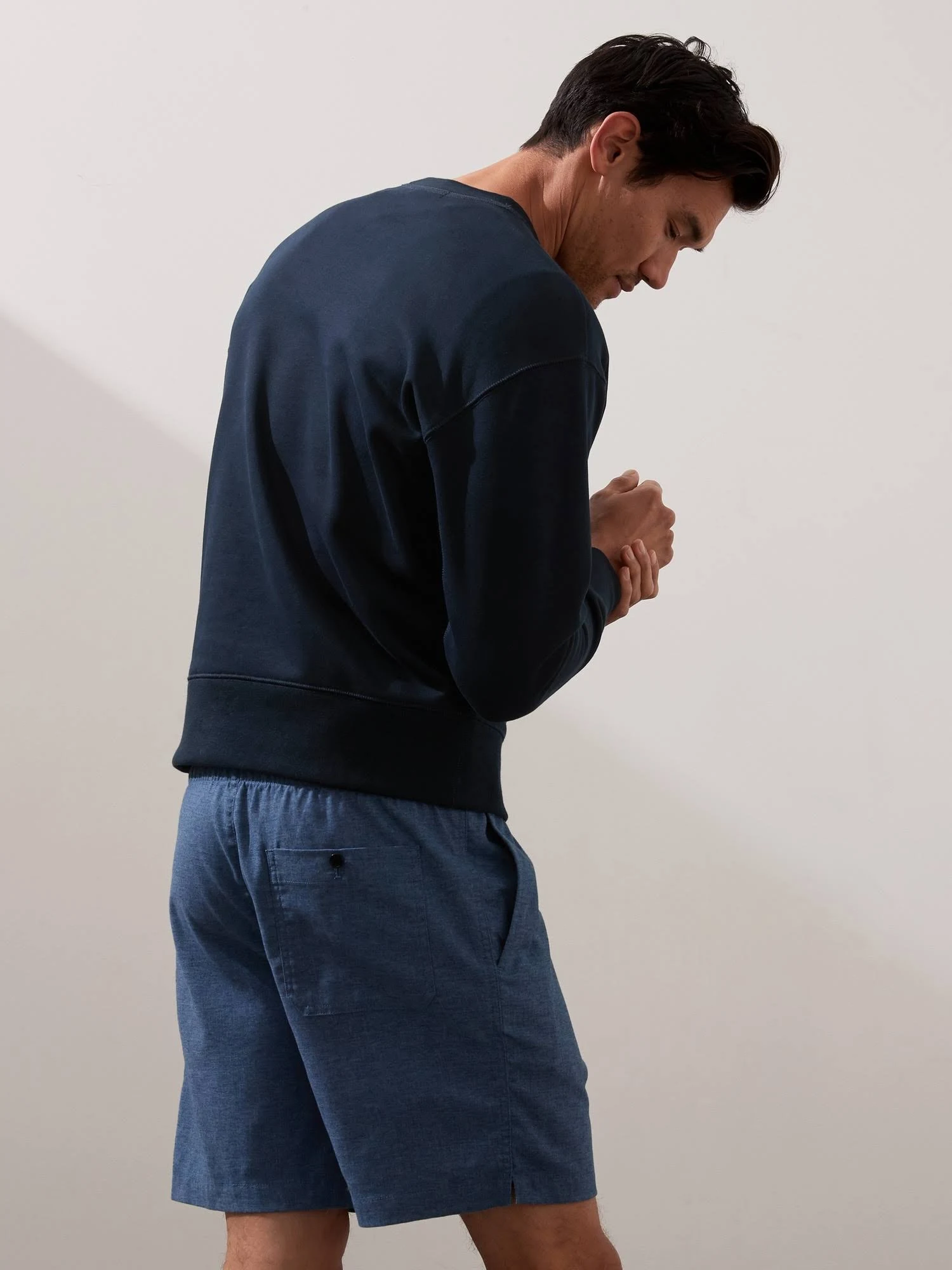 Banana Republic Men's French Terry Crew-Neck Sweatshirt Navy Tall Size L