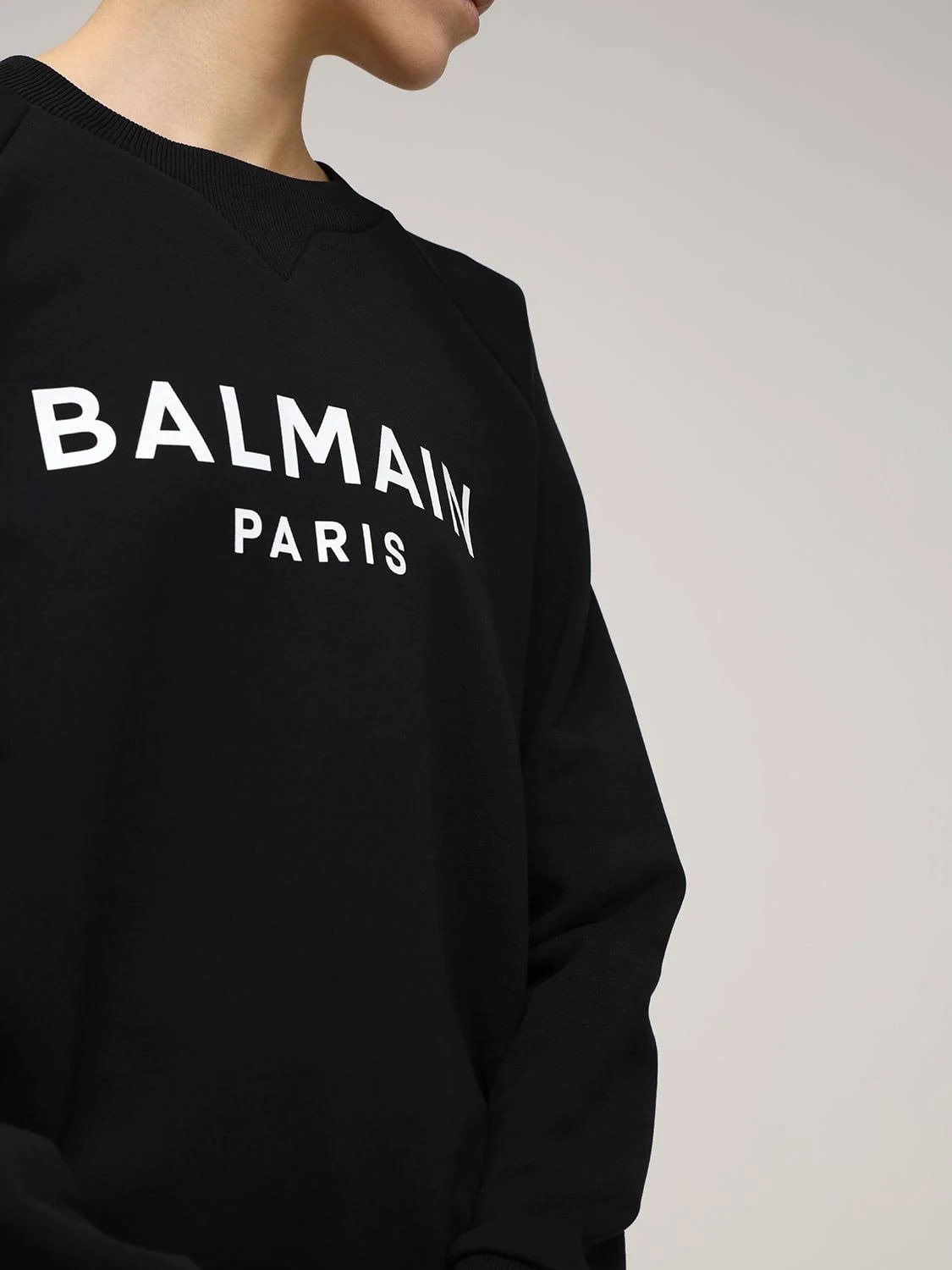 Balmain Logo Cotton Jersey Sweatshirt - Black - Sweatshirts