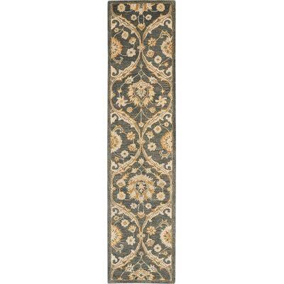 Tracy Floral Hand-Tufted Wool Navy Blue/Beige Area Rug Birch Lane Rug Size: Runner 2&3x22 x 10&