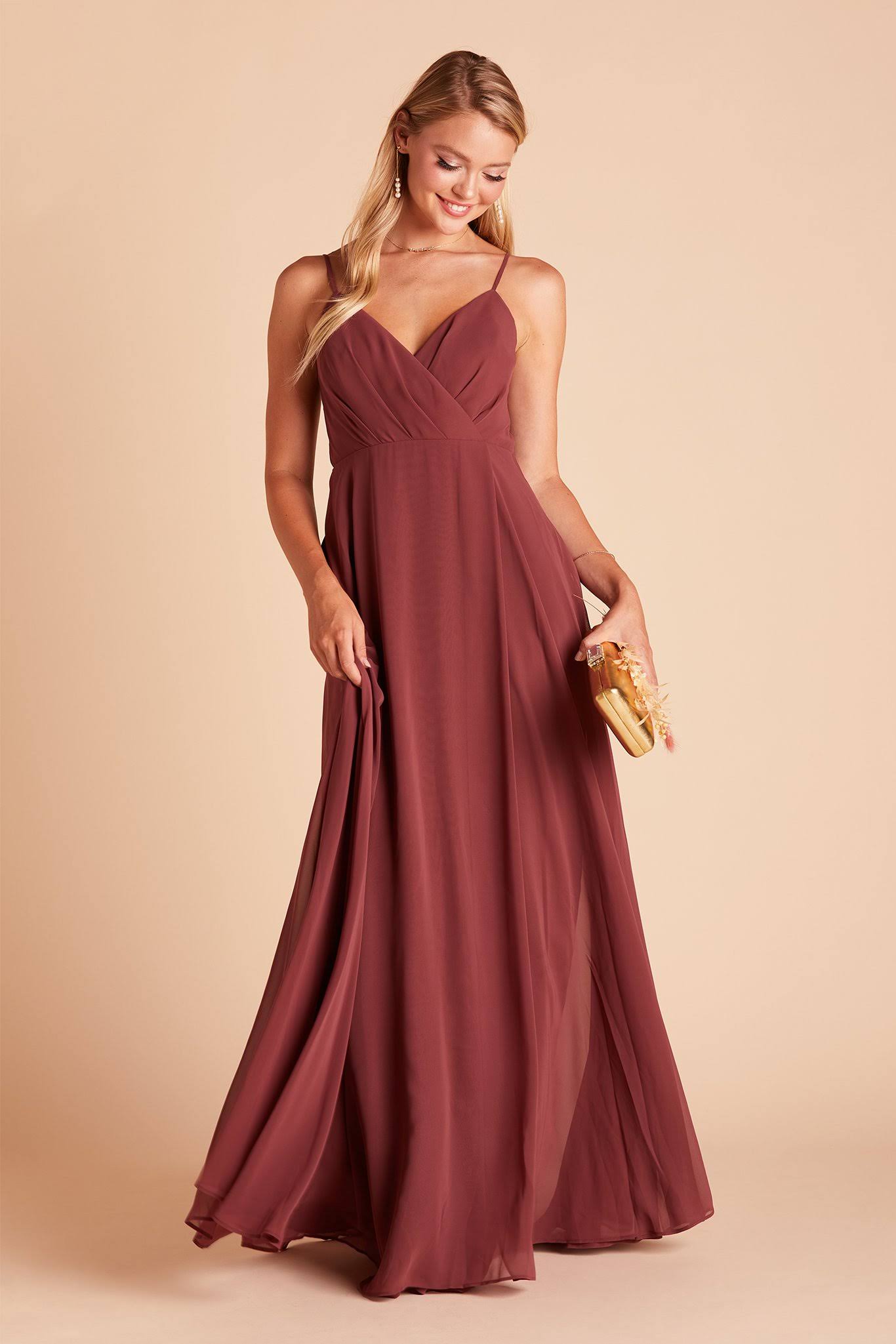 Birdy Grey Kaia Chiffon Bridesmaid Dress in Rosewood L / Rosewood