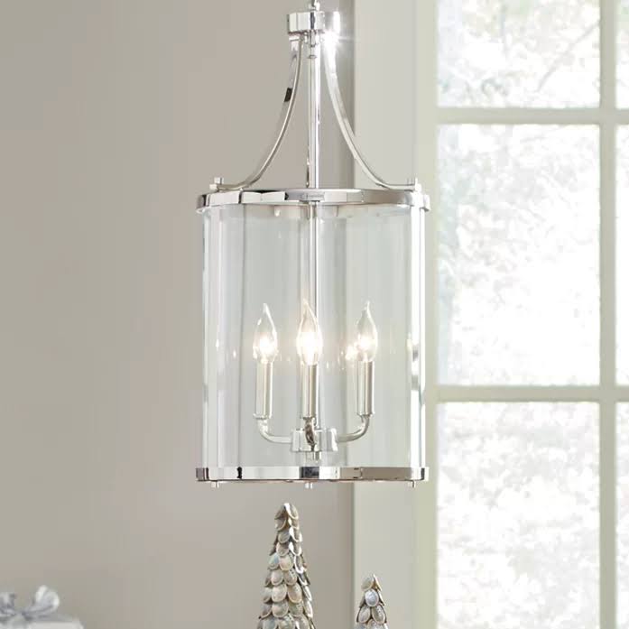 3 - Light Lantern Cylinder Pendant Finish Polished Nickel