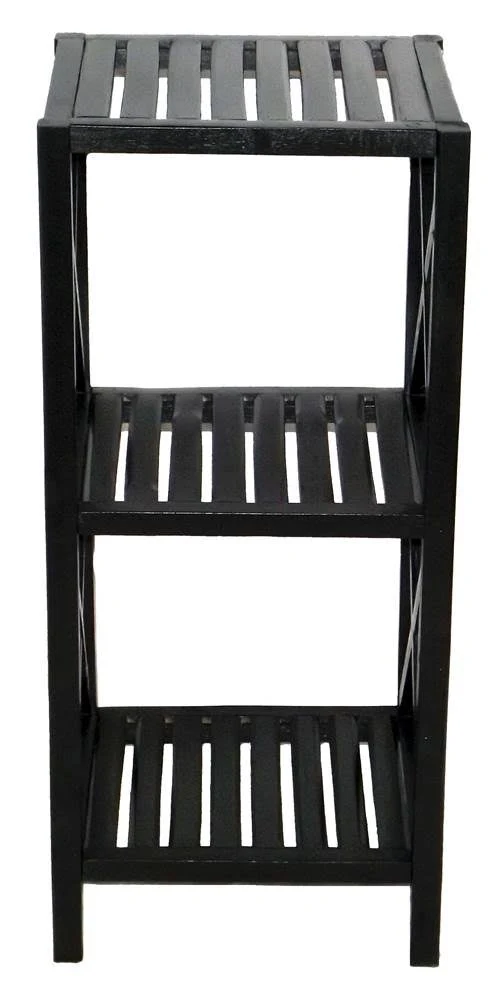 Bamboo54 5849black 3 Tier Bamboo Rack Square Bamboo Black