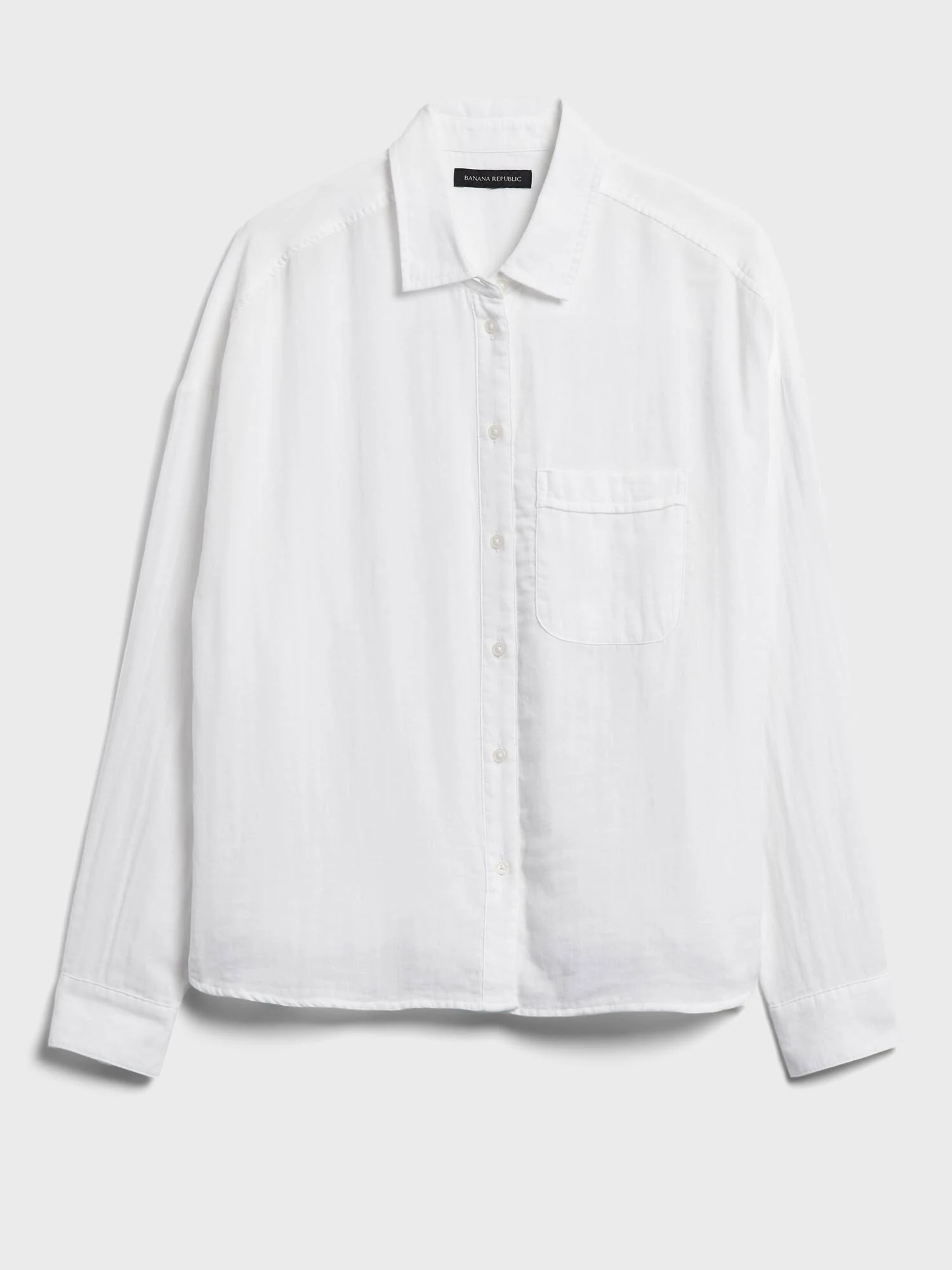 Banana Republic Women's Cotton High-Low Shirt White Tall Size S