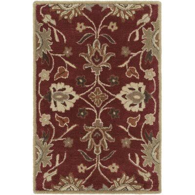 Arden Floral Handmade Tufted Wool Burgundy Area Rug Birch Lane Rug Size: Rectangle 2& x 3&