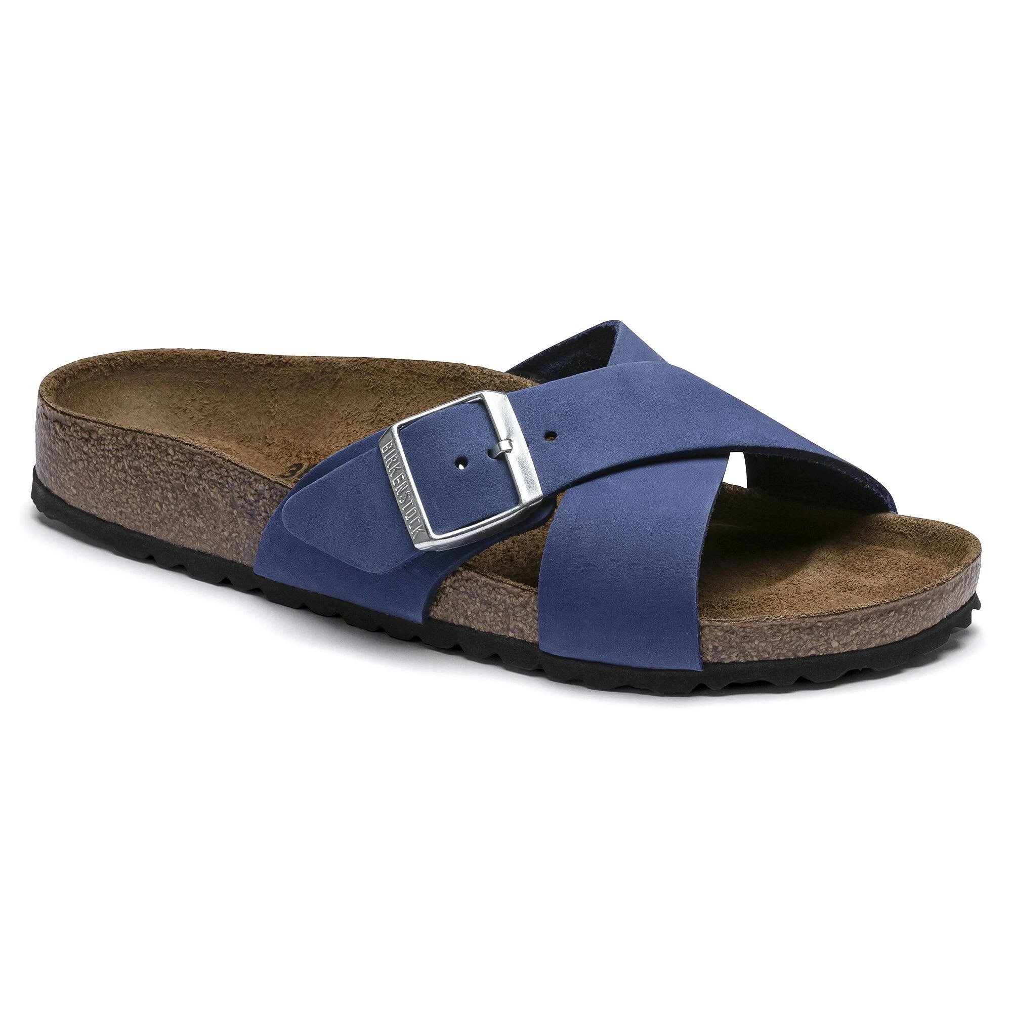 Birkenstock Fall Siena Nubuck Leather Azure Blue Two-Strap Sandals