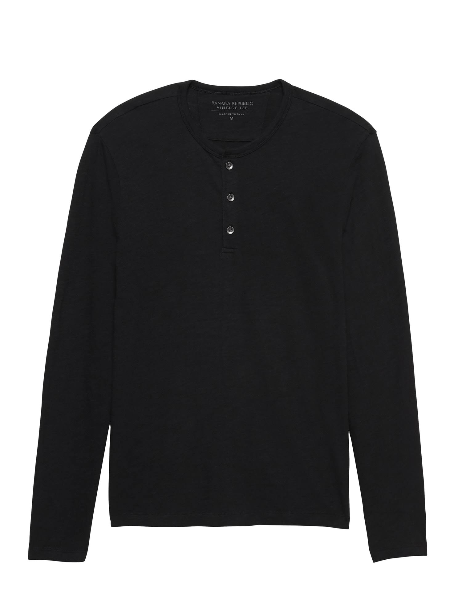 Banana Republic Men's Vintage 100% Cotton Long-Sleeve Henley T-Shirt Black Size XXS