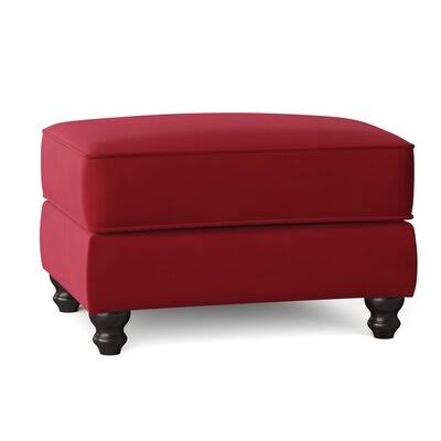 Birch Lane Huxley 31x22 Rectangle Standard Ottoman Body Fabric: Bayou Flame, Leg Color: Black Walnut