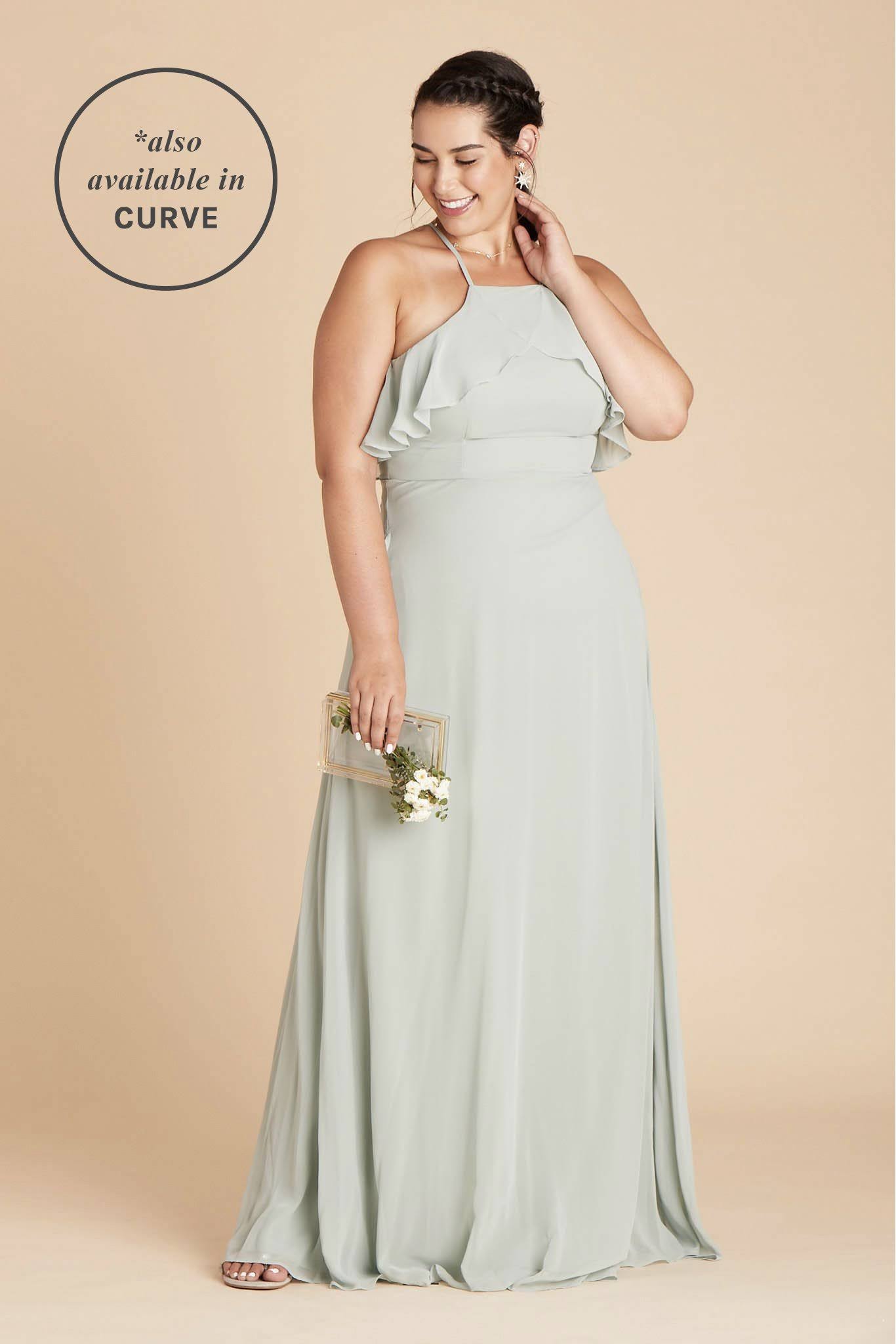 Birdy Grey Jules Chiffon Bridesmaid Dress in Sage M / Sage