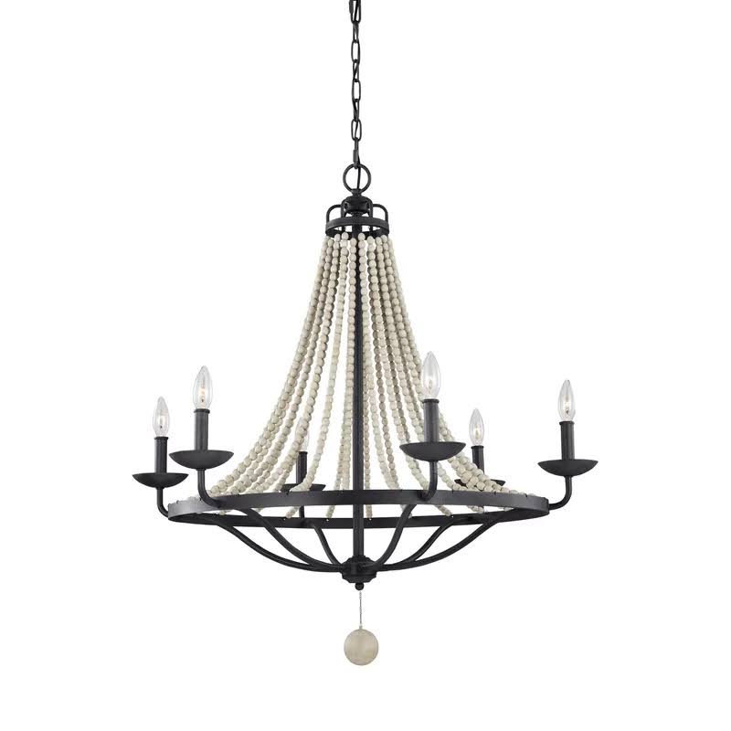 Omaha 6 - Light Candle Style Empire Chandelier with Beaded Accents