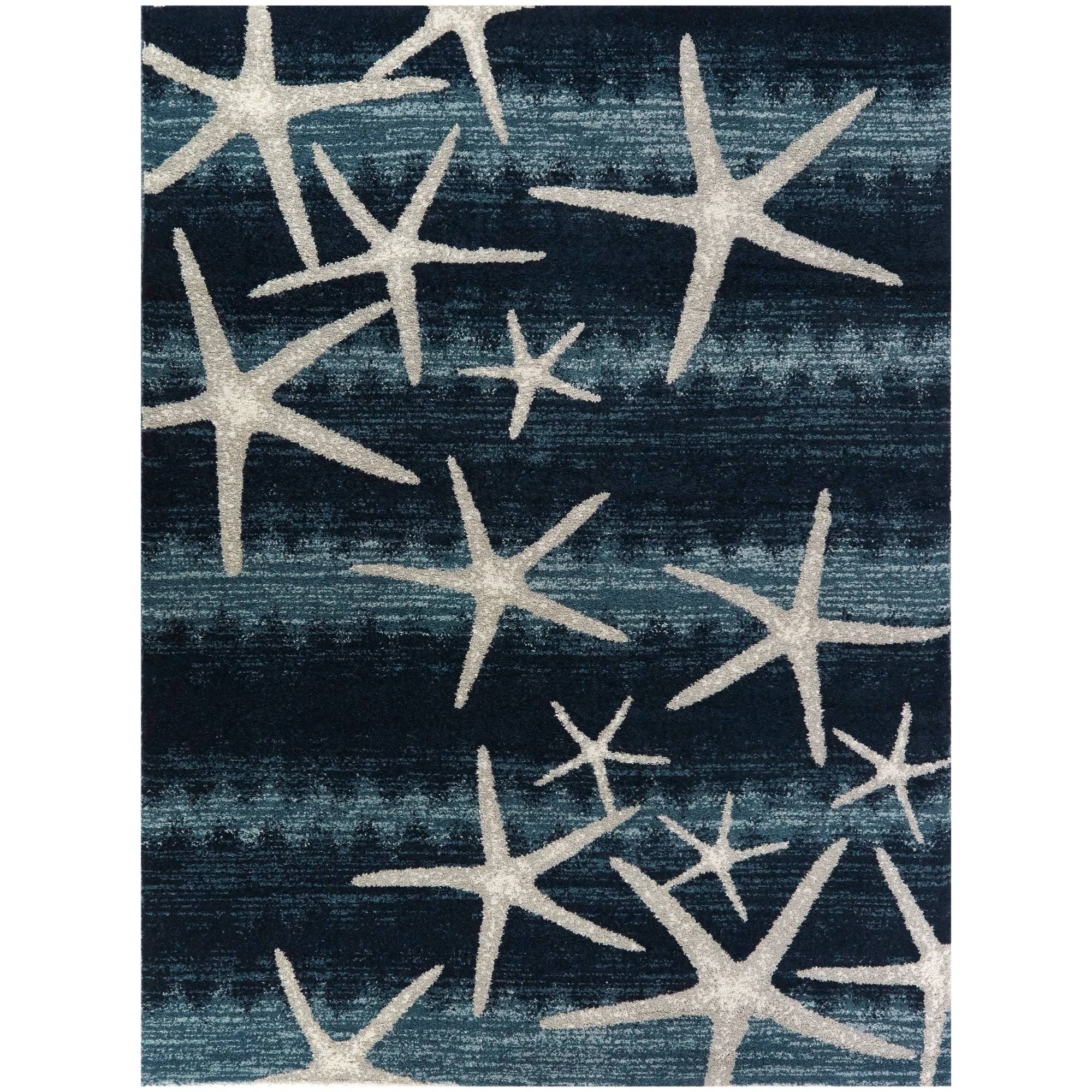 BALTA Martin Dark Blue 7 ft. x 9 ft. Coastal Starfish Area Rug