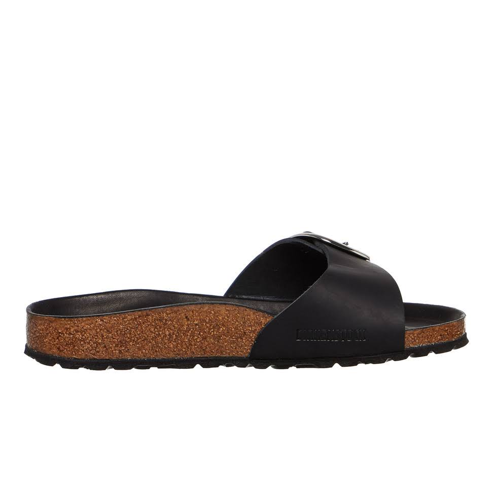 Birkenstock Madrid Big Buckle Slippers Black Leather EU 42 / norrow