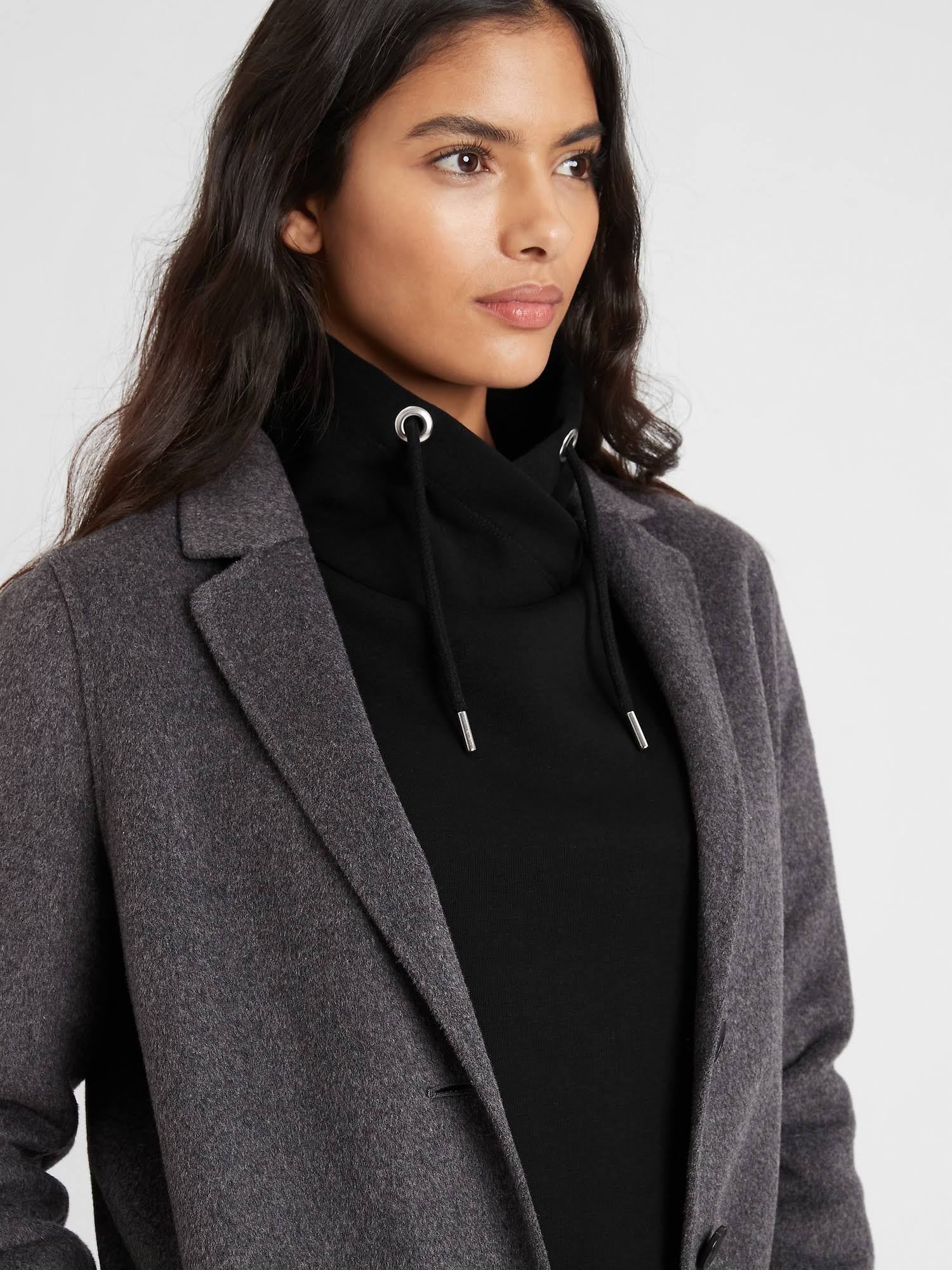 Banana Republic Women's Funnel-Neck Sweatshirt Black Size L