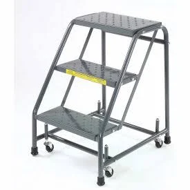 GoVets | Ballymore Perforated 16x22W 3 Step Steel Rolling Ladder 20x22D Top Step - 31820PSU