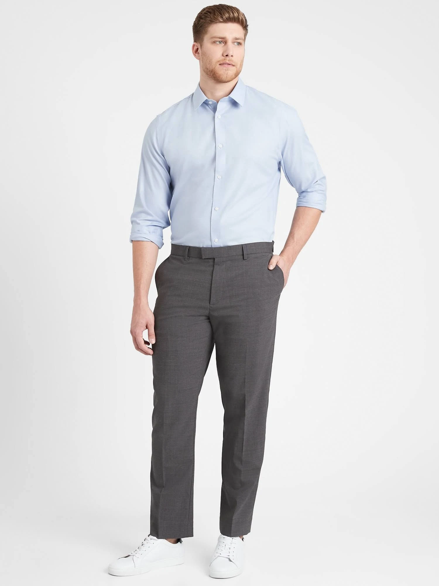 Banana Republic Men's Slim Performance Stretch Wool Dress Pant Charcoal Size 34W 32L