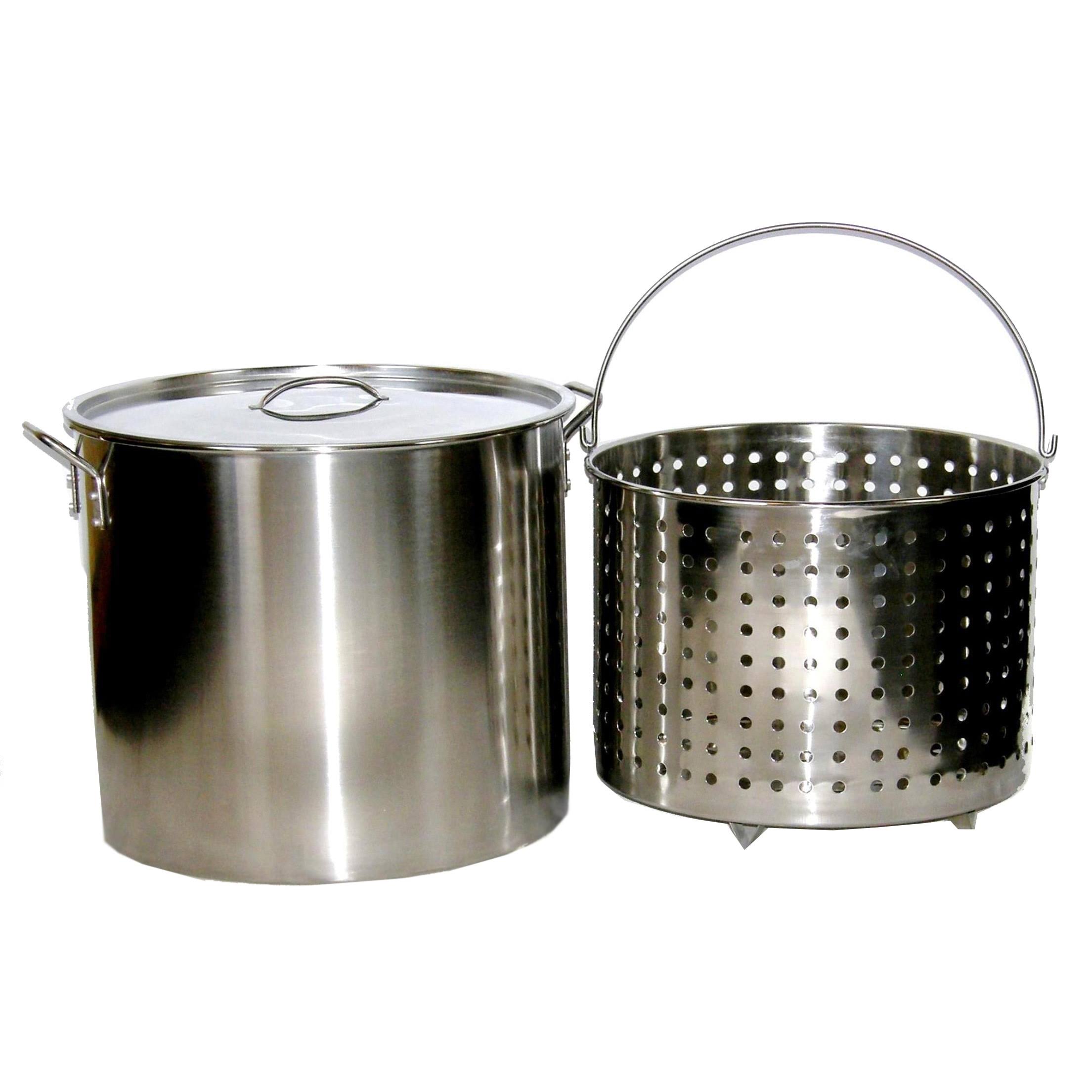 Ballington 80-Quart Stainless Steel Stock/ Brew Pot with Deep Steamer Basket and Lid BS80