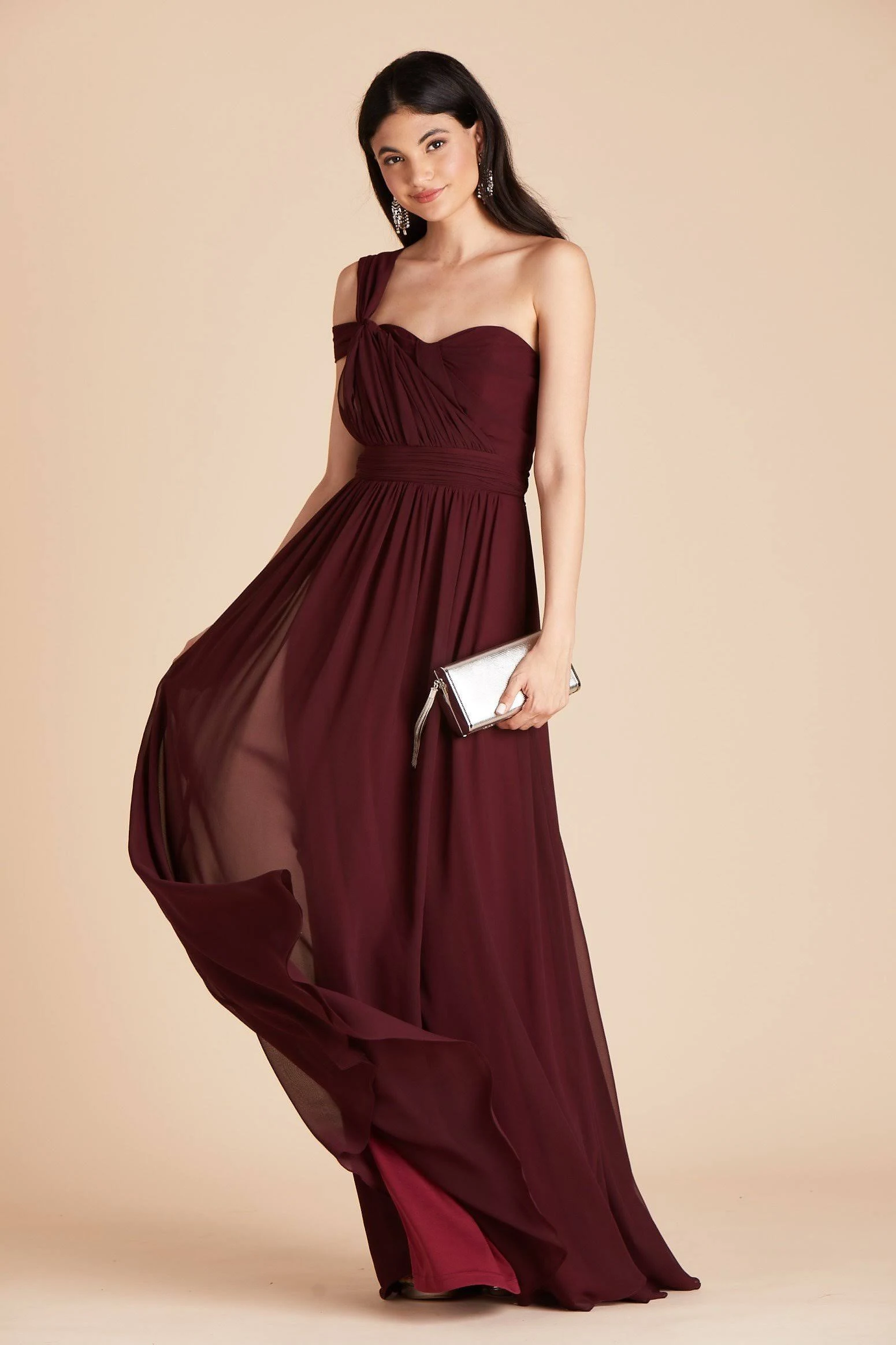 Birdy Grey Grace Convertible Chiffon Bridesmaid Dress in Cabernet L / Cabernet