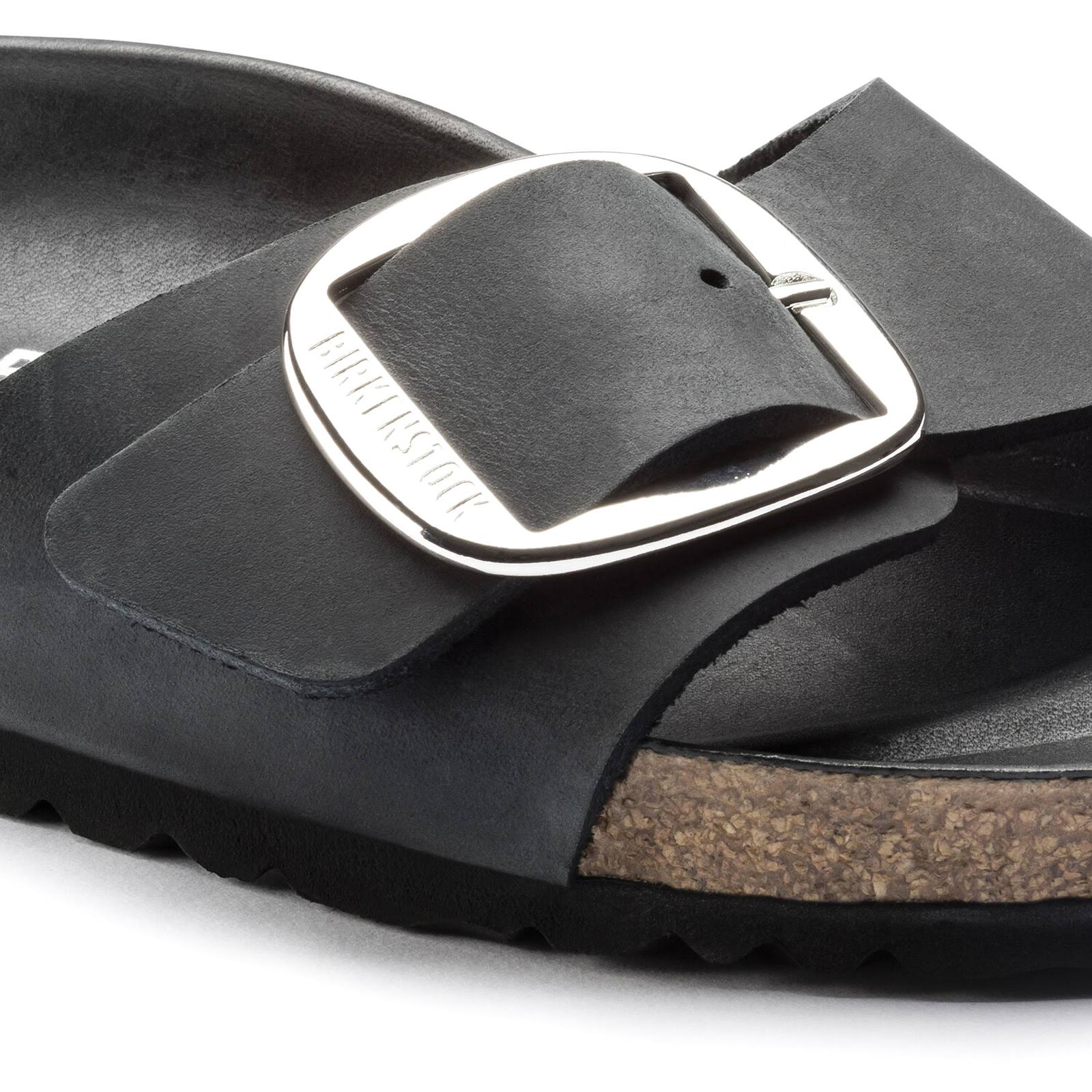 Birkenstock Madrid Big Buckle Slippers Black Leather EU 35 / norrow